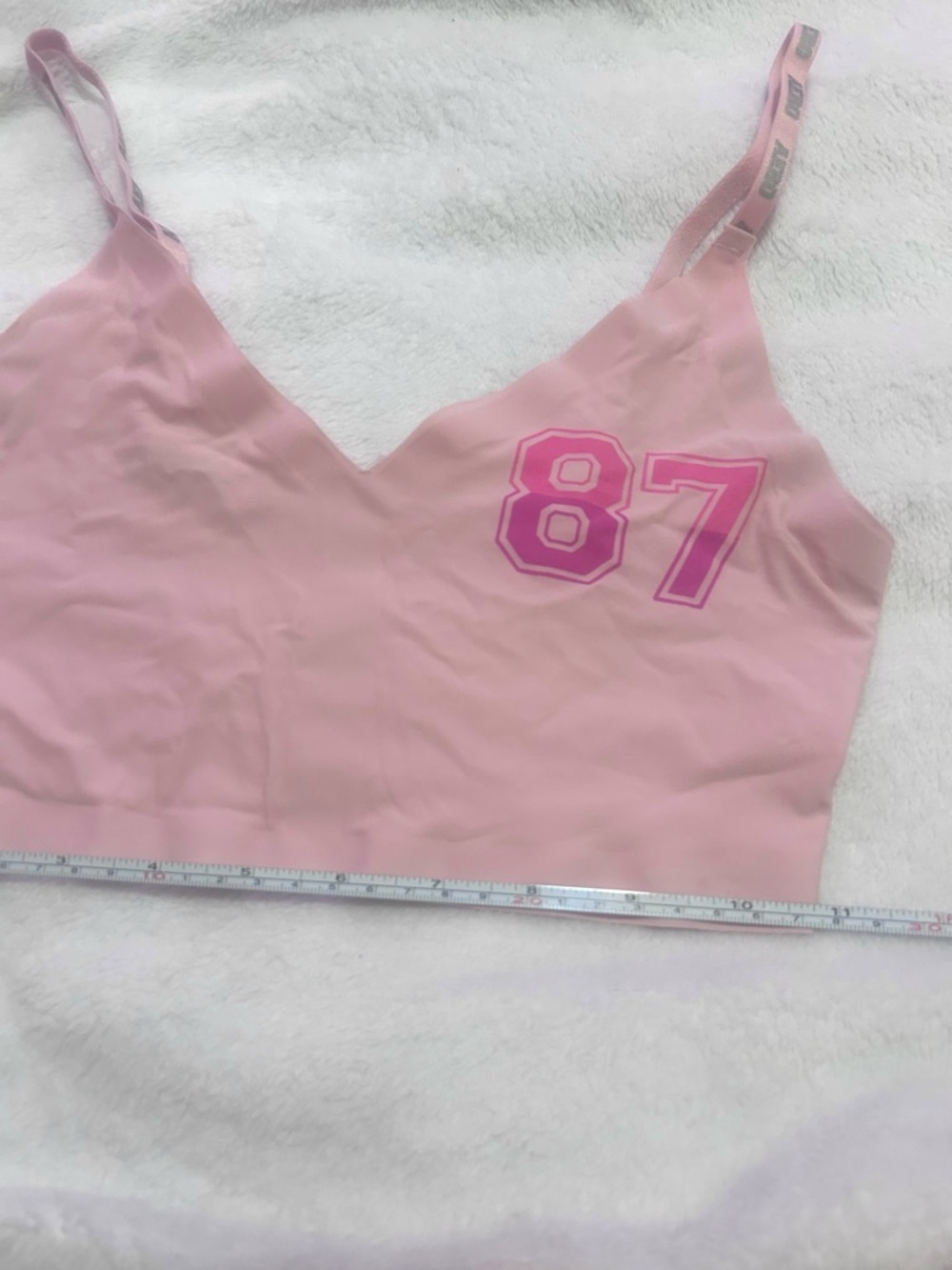 🩵3/$18🩵 Aeropostale Blush Pink Bralette with bright neon '87' cute y2k Graphic - Picture 5 of 5